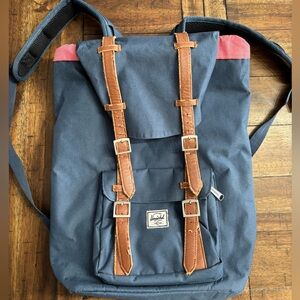 Herschel Supply Company Blue Backpack with Brown Straps